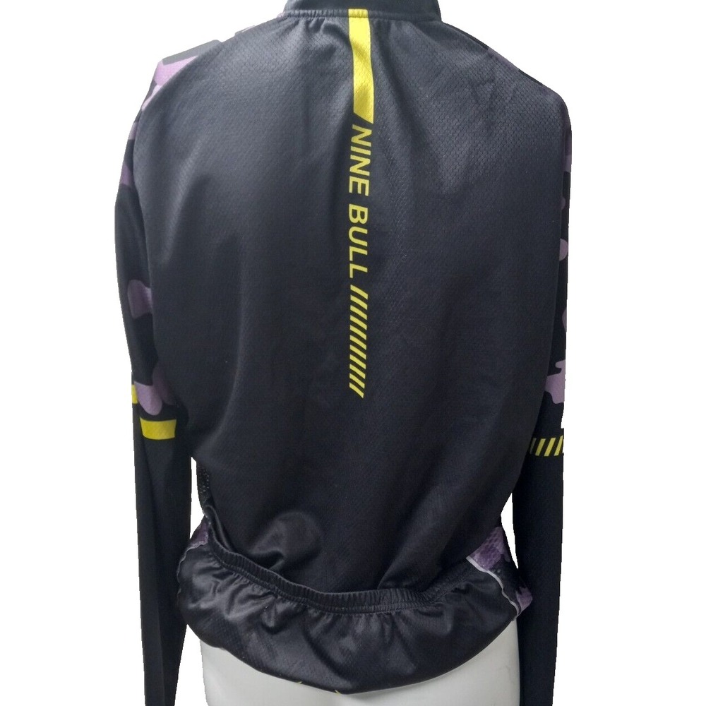 Nine Bull cycling full zip back pouch purple camo medium polyester shirt - Picture 4 of 8